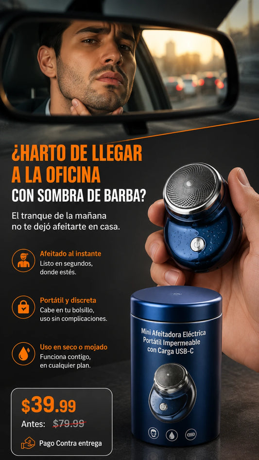 Mini Afeitadora Eléctrica Portátil Impermeable con Carga USB-C