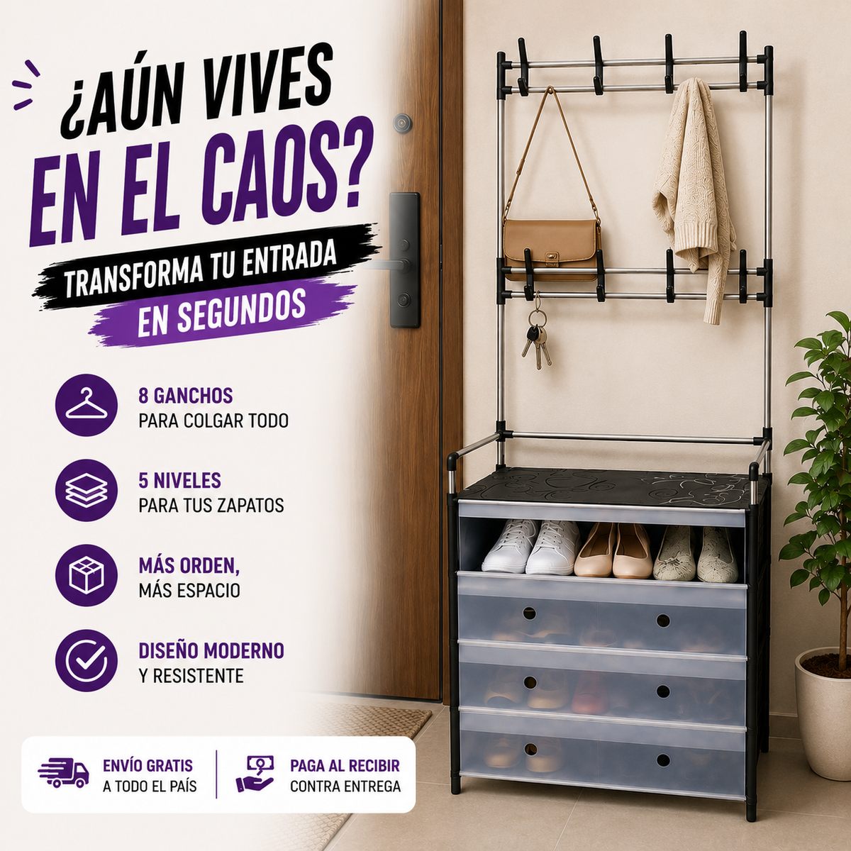 Organizador Multifuncional Zapatos + Perchero