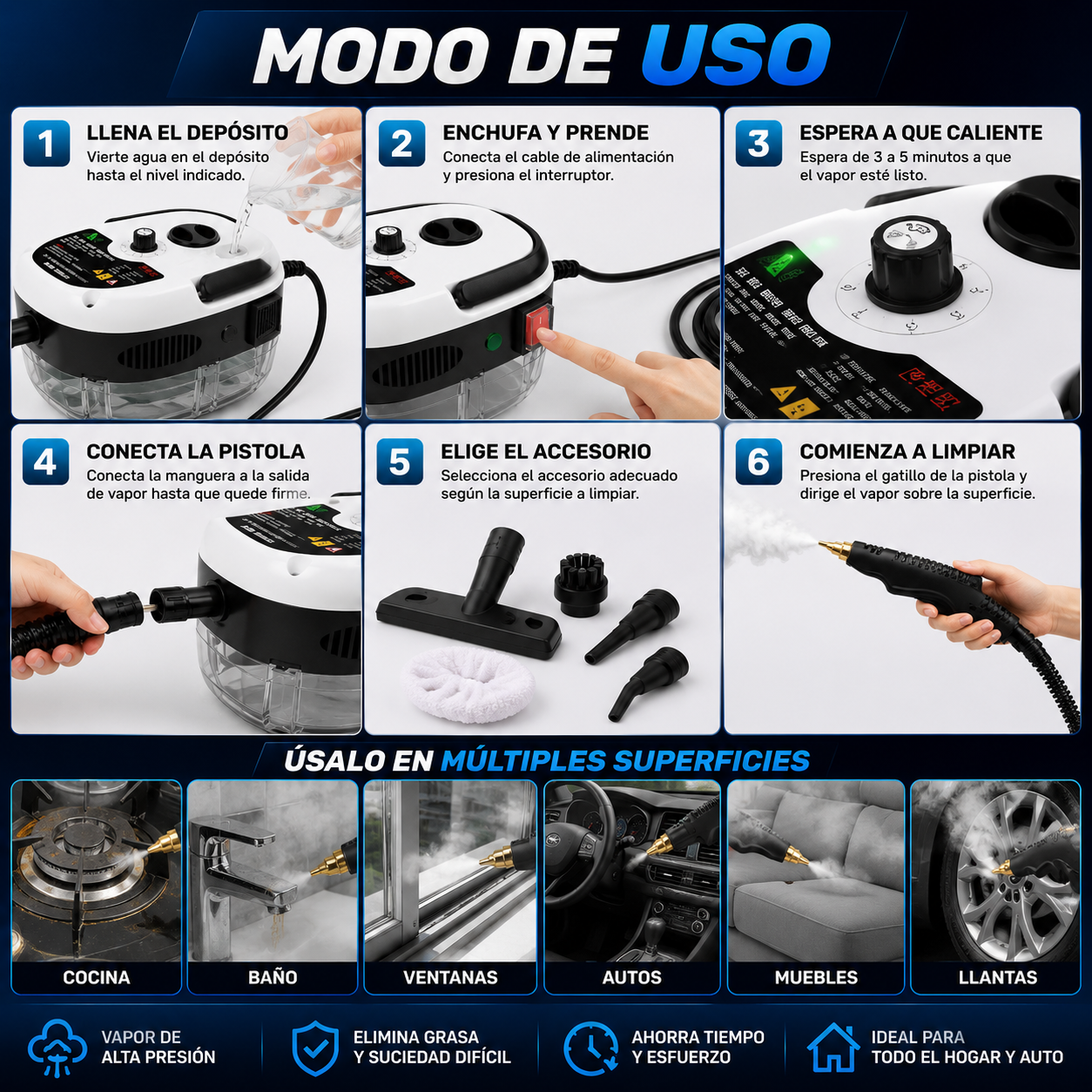 TurboVapor Pro™ - Limpieza profunda en minutos
